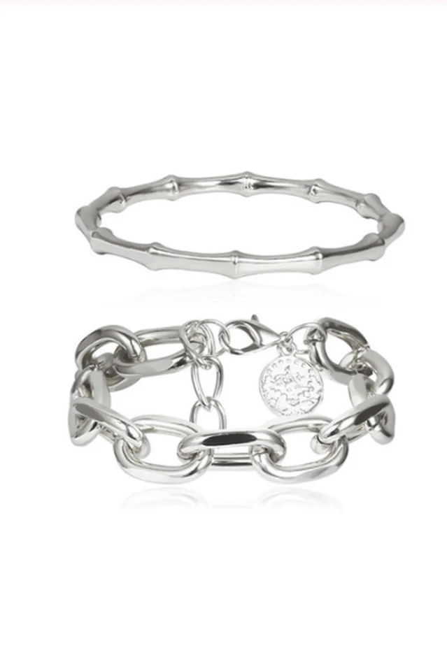 2/Pcs Set Punk Bangle Bracelet - Image 5