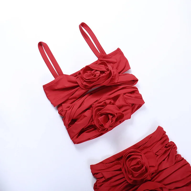 RED TOP and Skirt SET with Flowers - Image 11