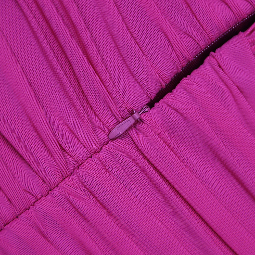 HANAO PINK RUCHED Mini Dress with TRAIN and ROSE BOWS - Image 6