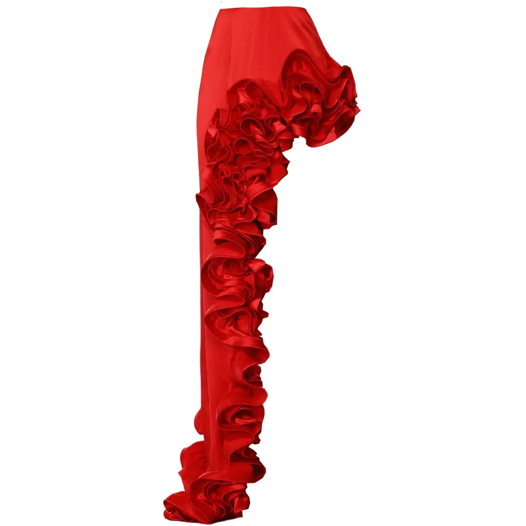 RED FLowER BODYSUIT and SIDE SLIT MAXY Skirt - Image 7