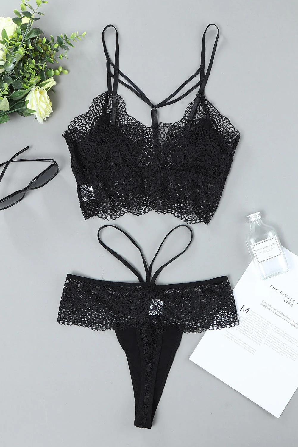 2Pcs Lace Strappy Bralette Set - Image 6