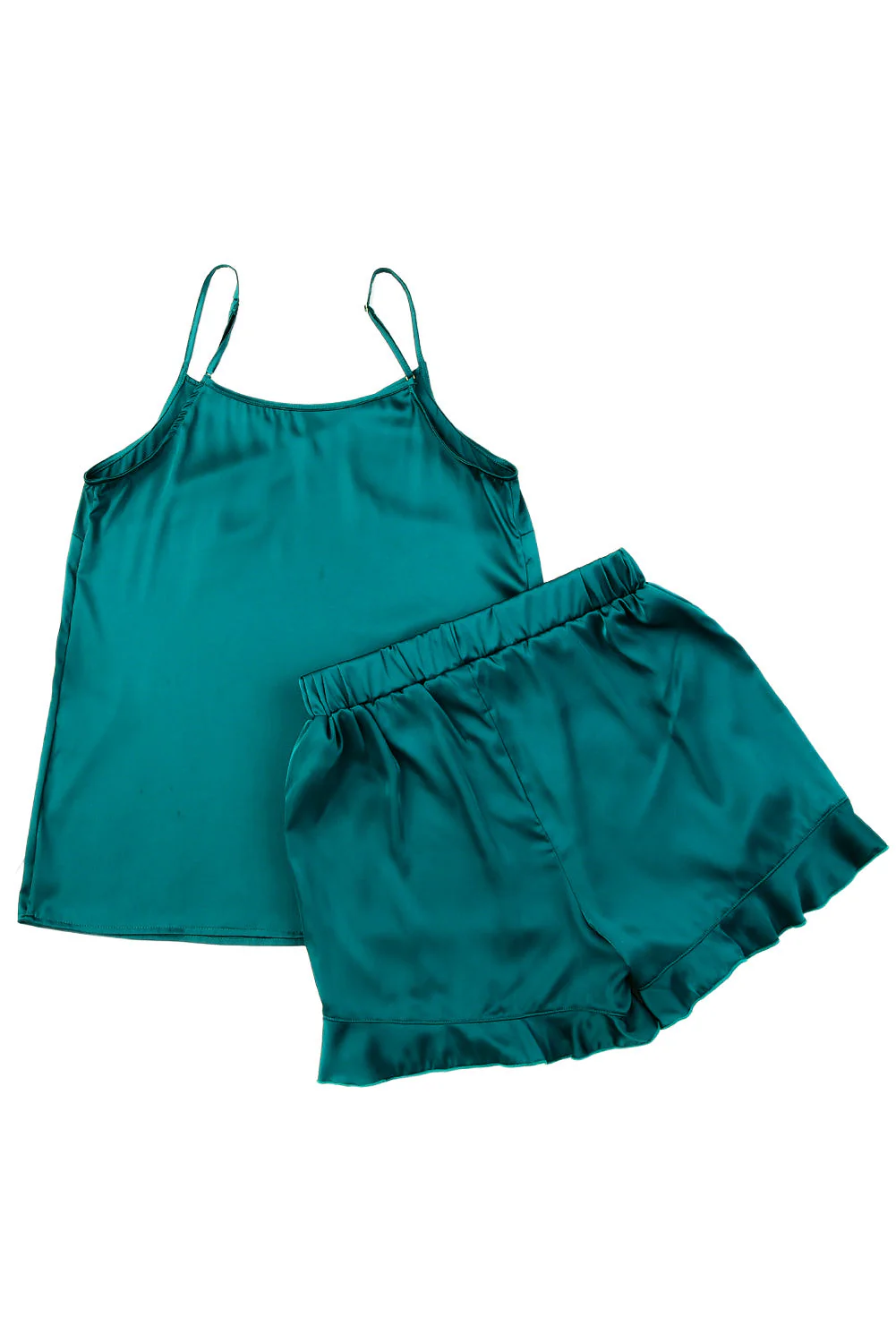 2pcs Silky Ruffled Spaghetti Straps Pajamas Set - Image 13