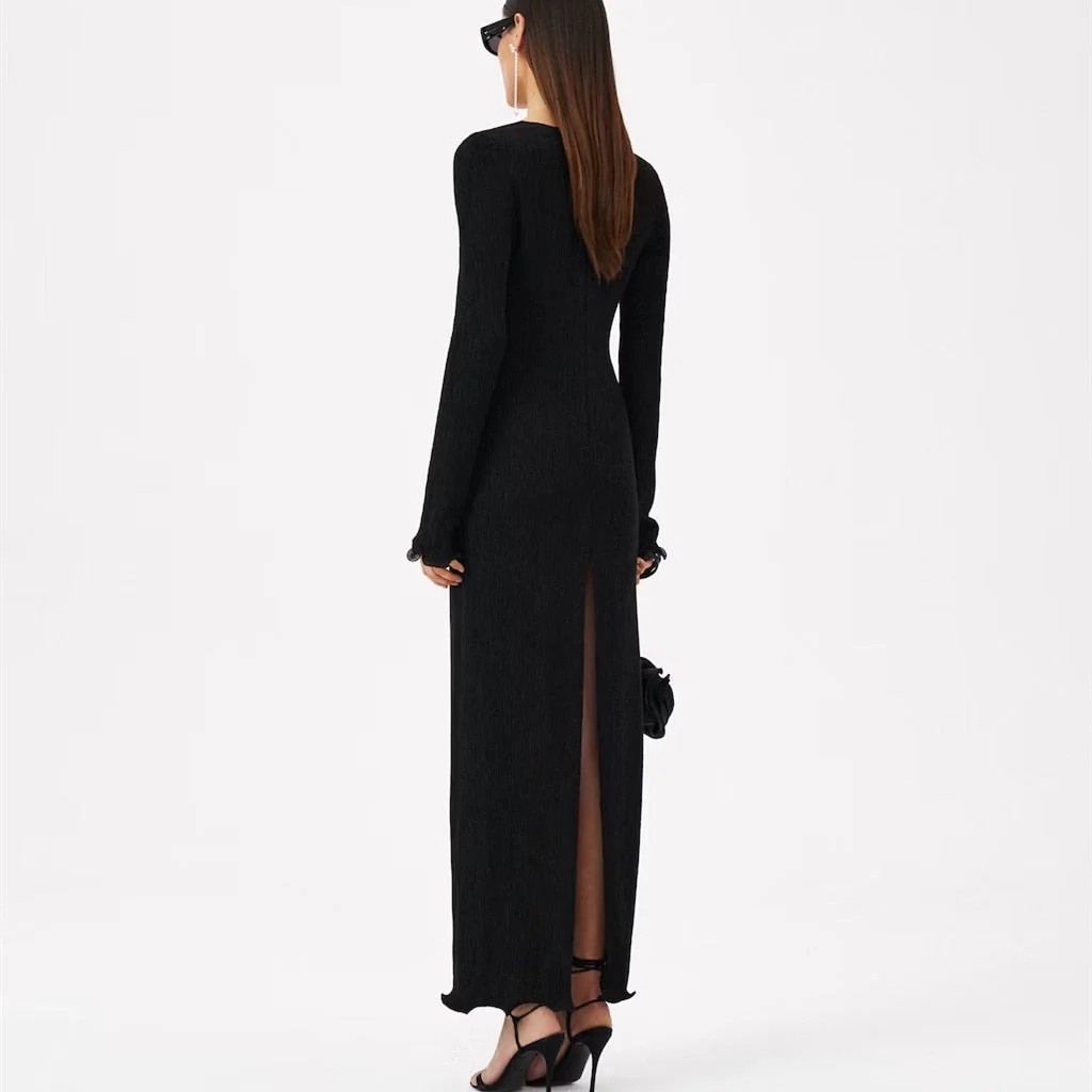 SAKURA Mesh Long Sleeve MAXI Dress with Flowers - Image 7