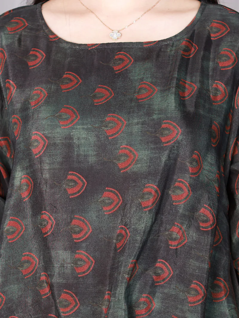 A Good Memory Loose Round Neck A-line Dress - Image 3