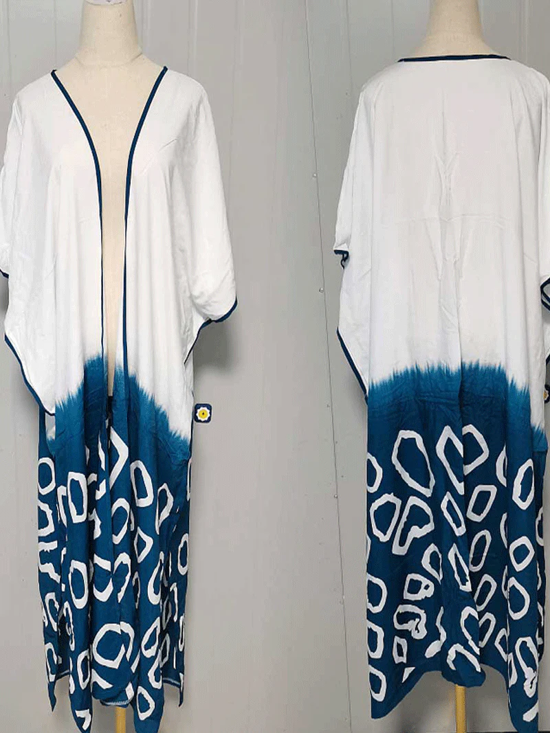 Gift Kimono Half Print White Color Polyester Long Length Gown Kimono - Image 4