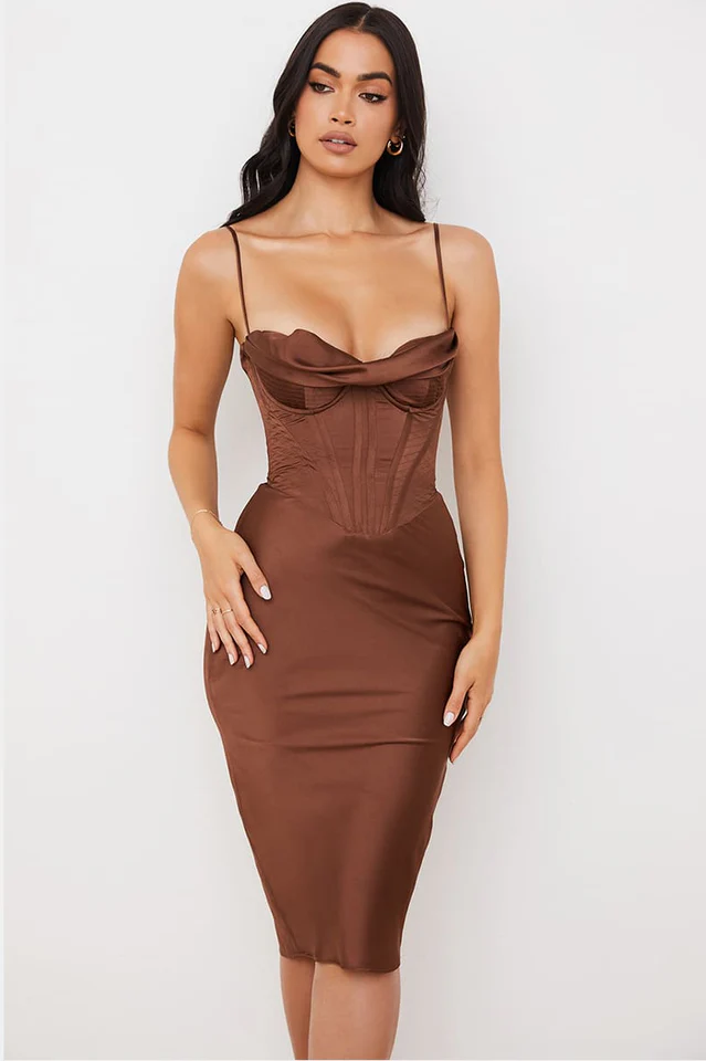 Absolute Elegance Satin Corset Midi Dress - Image 23