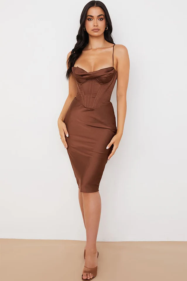 Absolute Elegance Satin Corset Midi Dress - Image 25