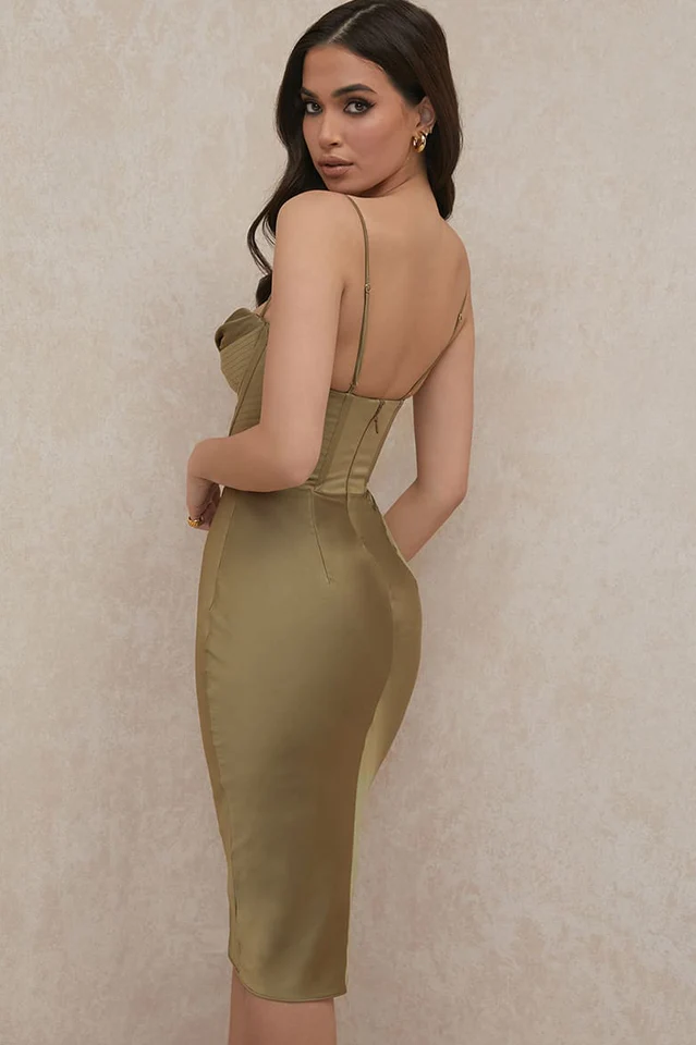 Absolute Elegance Satin Corset Midi Dress - Image 6