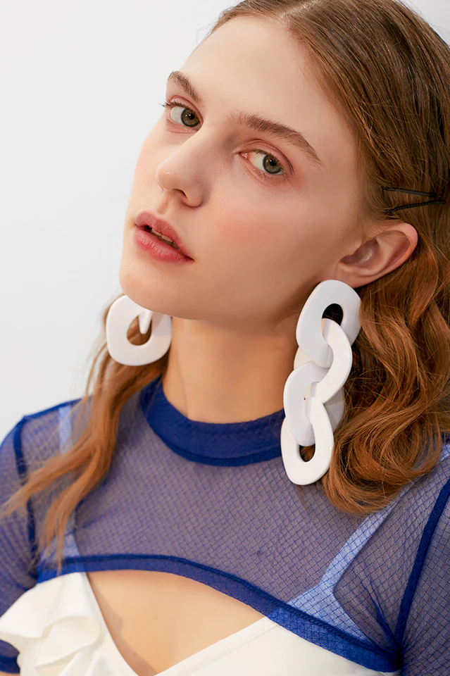 Acrylic Geometric Long Earrings - Image 2
