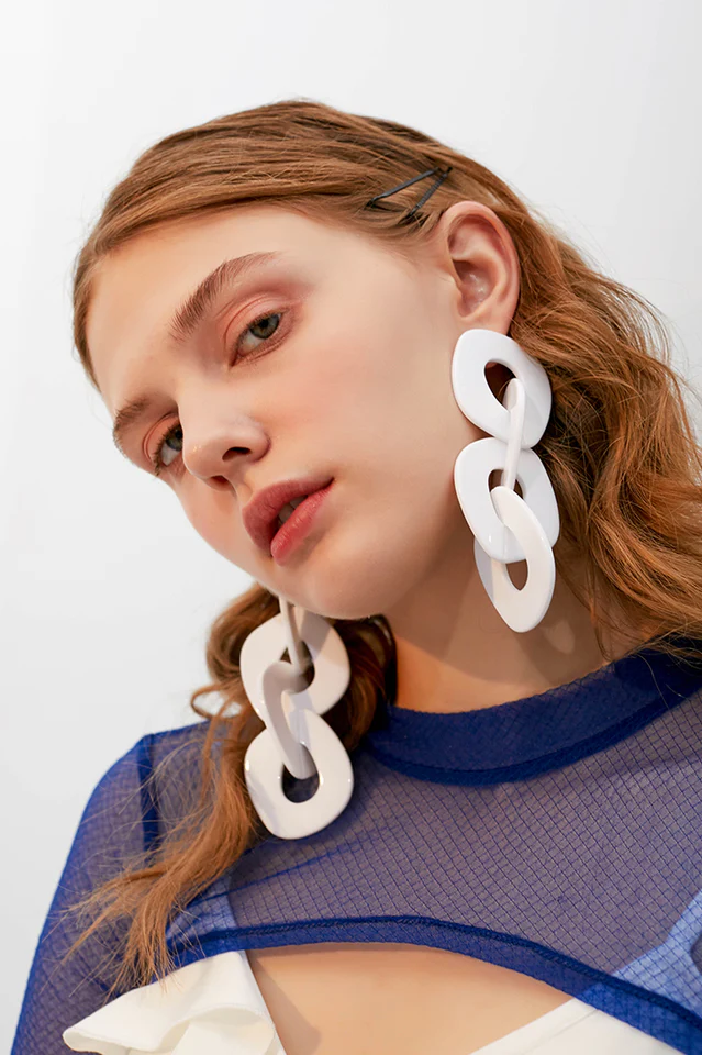 Acrylic Geometric Long Earrings - Image 3