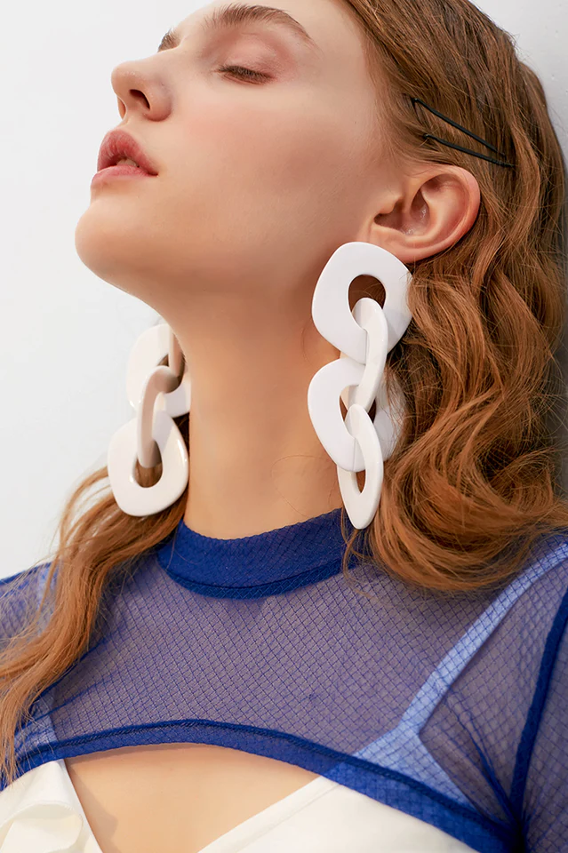 Acrylic Geometric Long Earrings - Image 5