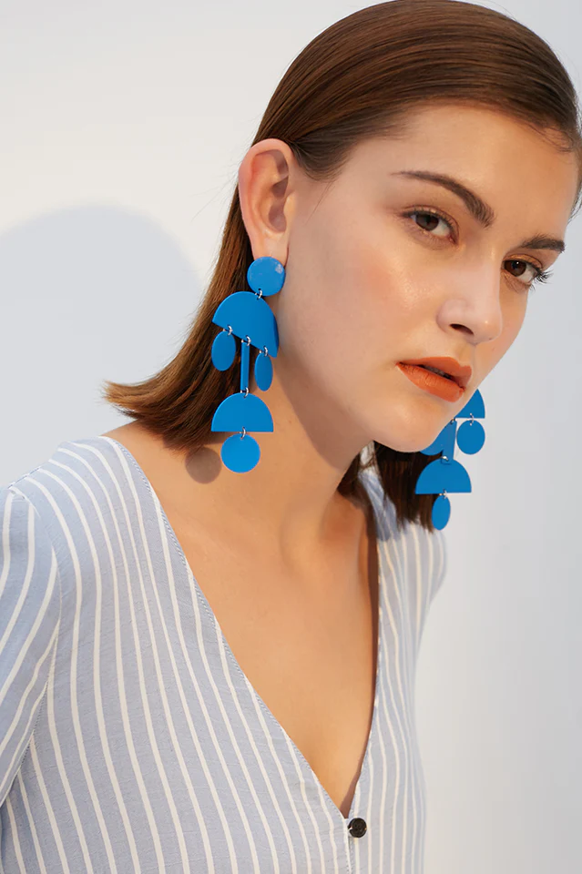 Acrylic Geometric Long Earrings - Image 4