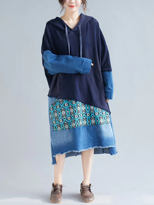 Adriana Vintage Patchwork Hooded Shift Dress - Image 2