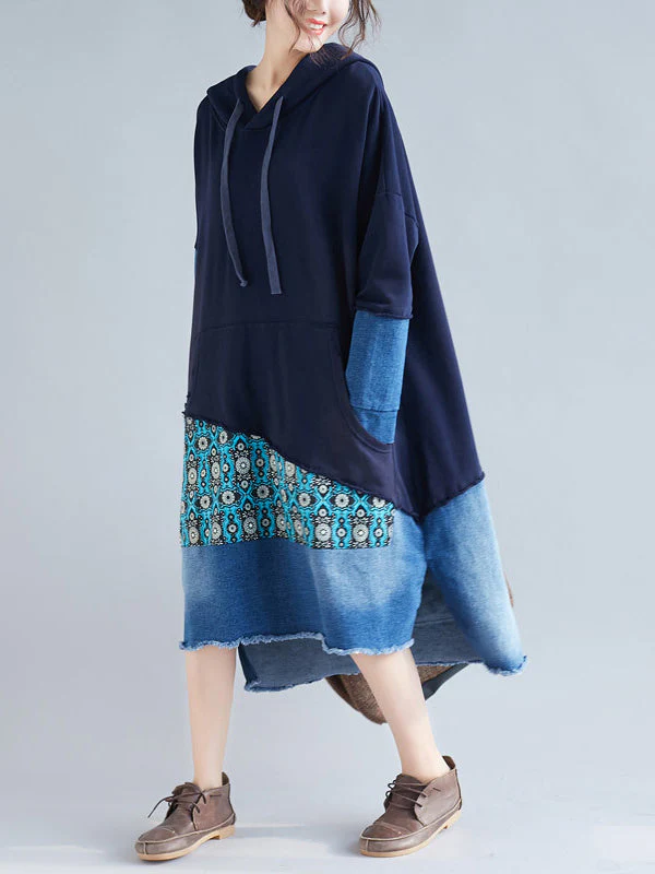 Adriana Vintage Patchwork Hooded Shift Dress - Image 3