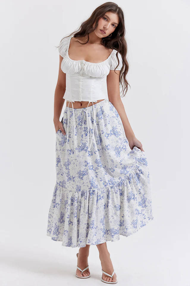 Aitana Blue Print Top + Skirt Set - Image 2
