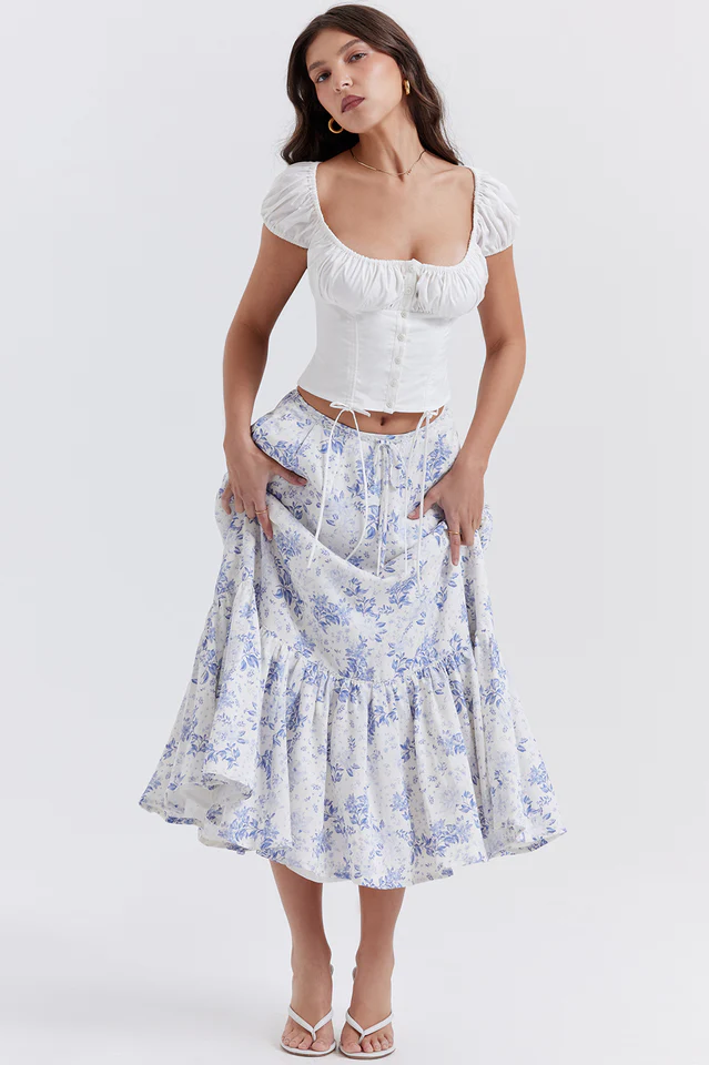 Aitana Blue Print Top + Skirt Set - Image 4