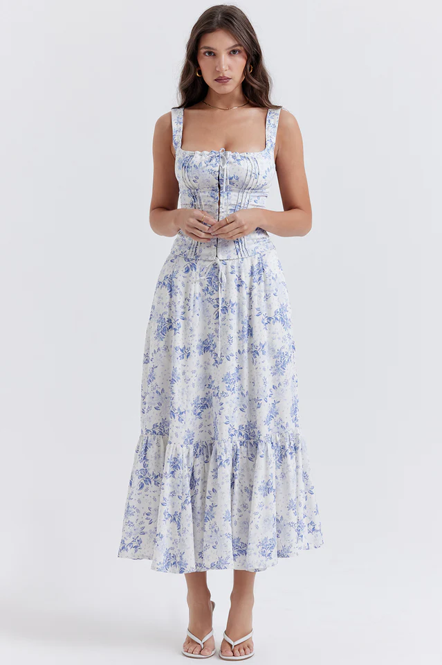 Aitana Blue Print Top + Skirt Set - Image 6