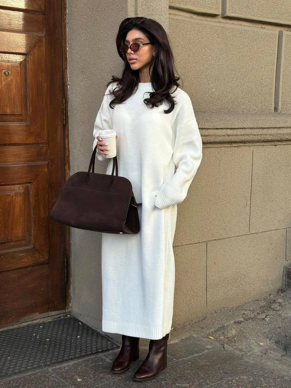 Alina Minimalist Knit Midi Dress - Image 2