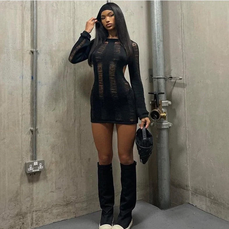 SUZUME TASSEL CUT Out LongSleeve Mini Dress - Image 18