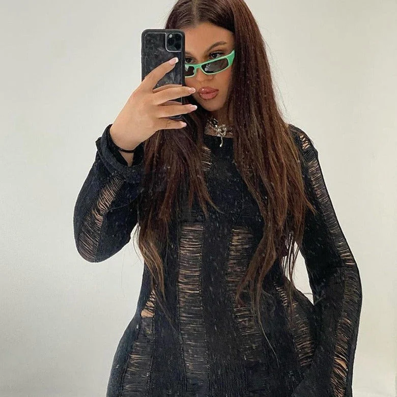 SUZUME TASSEL CUT Out LongSleeve Mini Dress - Image 22