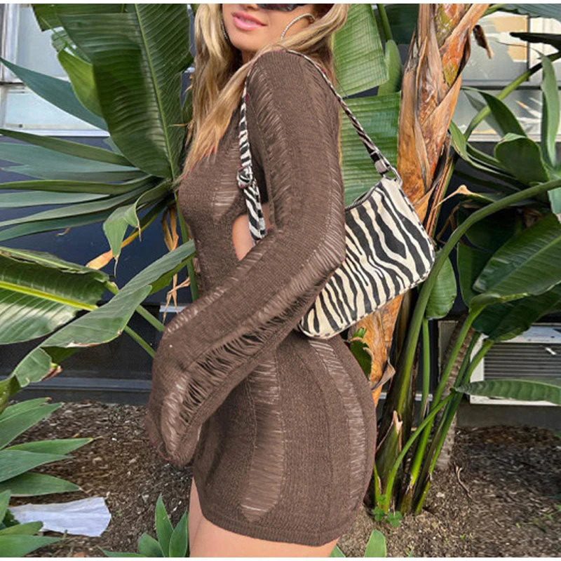 SUZUME TASSEL CUT Out LongSleeve Mini Dress - Image 8