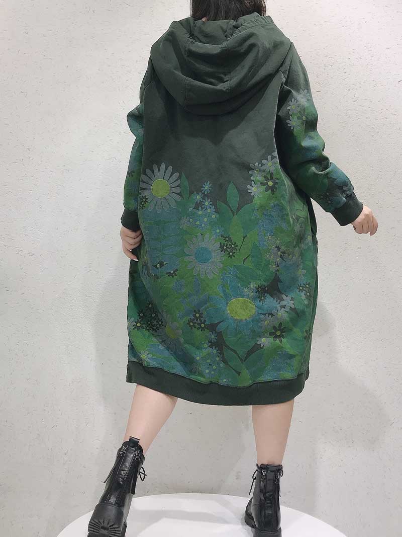 All Of Me Floral Print Hooded Sweater Midi Dress - Image 3