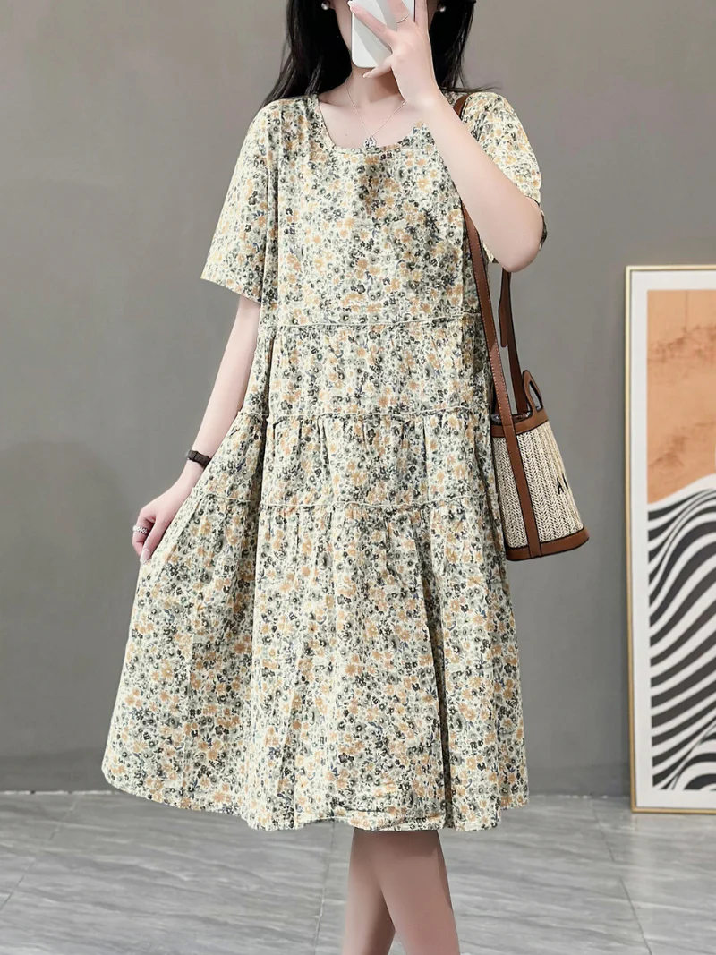 All You Need Cotton Round Neck A-line Dress - Image 2