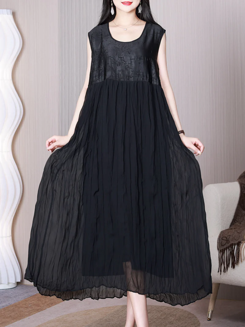 All You Need Round Neck Middle Waist A-line Dress - Image 4