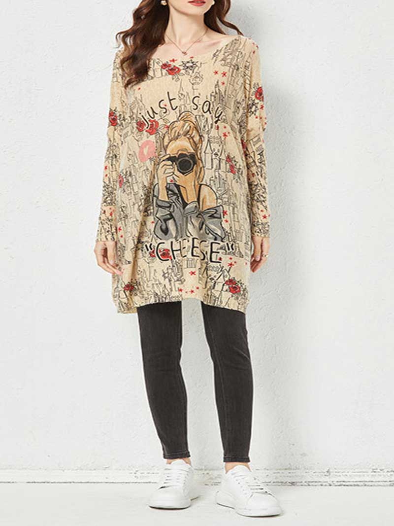 All Your Life Knitted Girl Print Sweater Top - Image 4