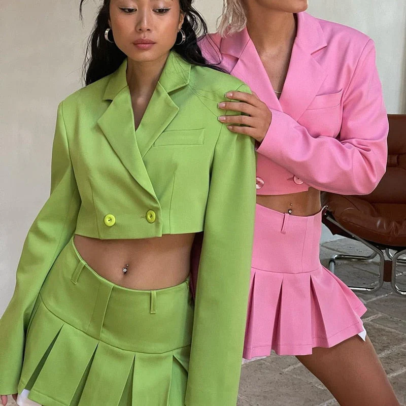 ALYSIYA PLEATED Skirt and Blazer SUIT SET - Image 10