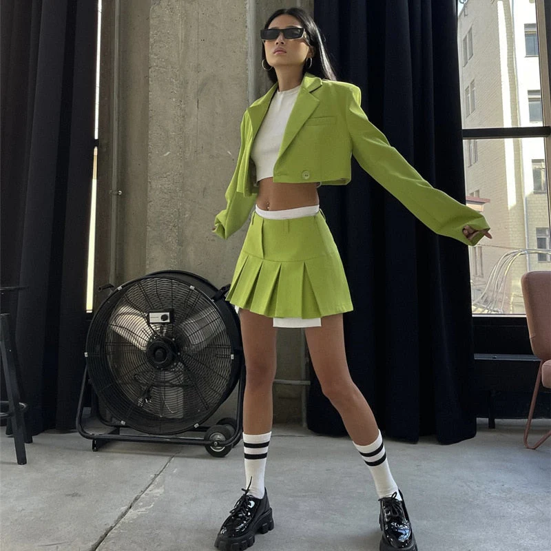 ALYSIYA PLEATED Skirt and Blazer SUIT SET - Image 12