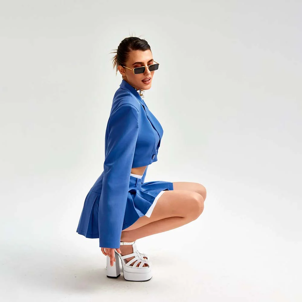 ALYSIYA PLEATED Skirt and Blazer SUIT SET - Image 16