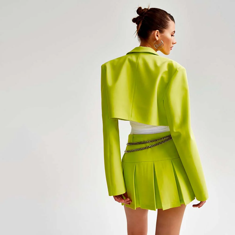ALYSIYA PLEATED Skirt and Blazer SUIT SET - Image 21