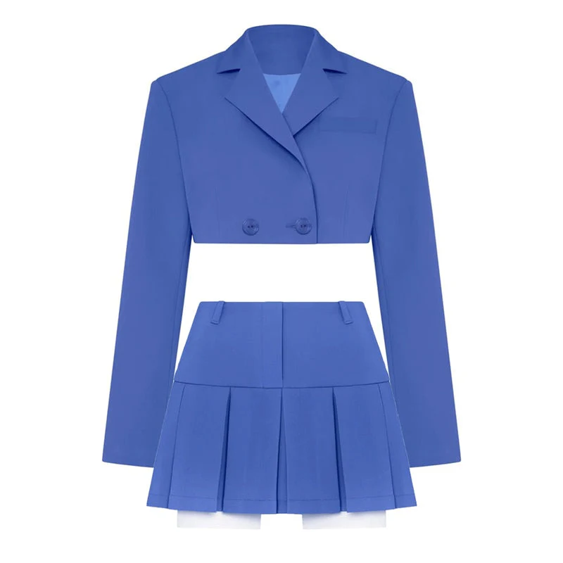 ALYSIYA PLEATED Skirt and Blazer SUIT SET - Image 32