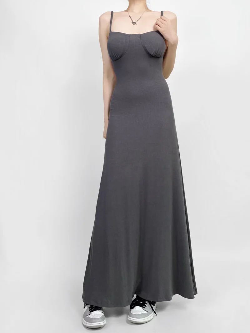 Anabella Black Lace Up Maxi Dress - Grey - Image 4