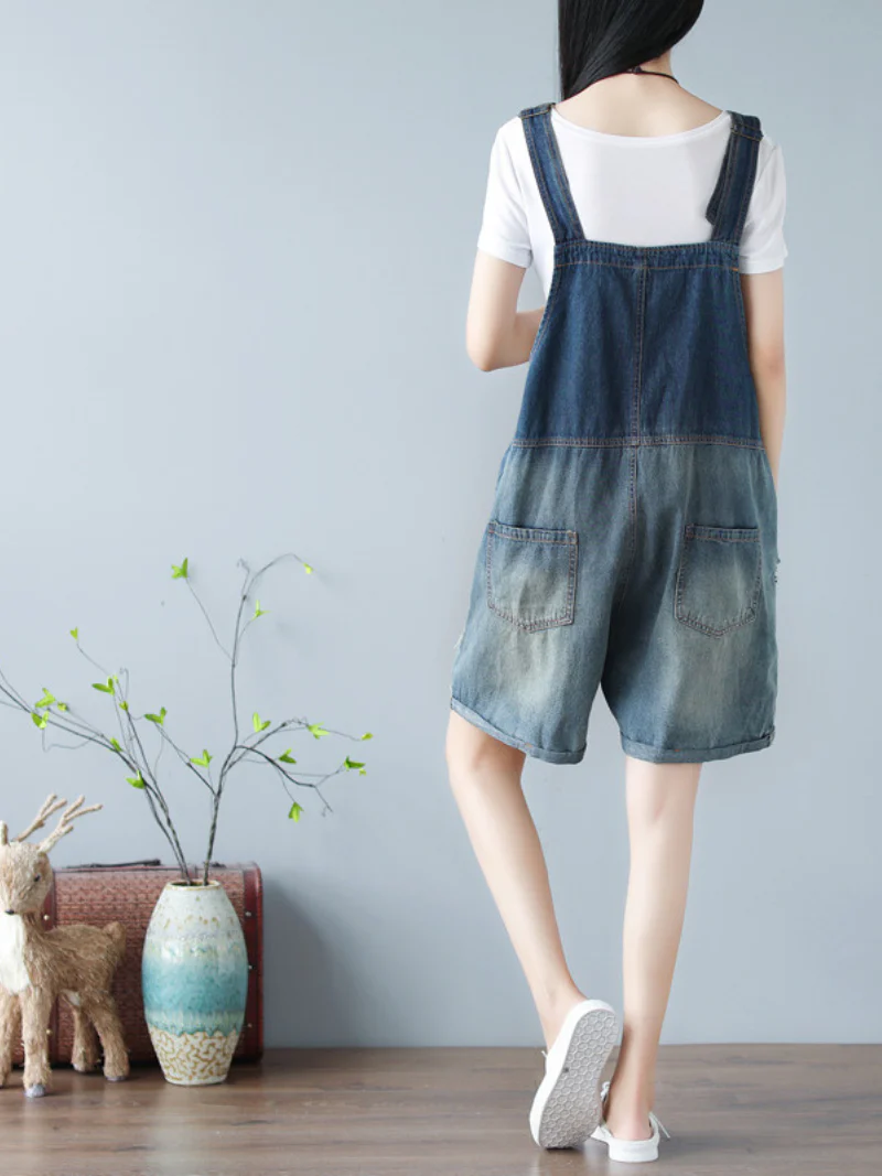 Angels Forever Denim Middle Waist Short Dungaress - Image 4