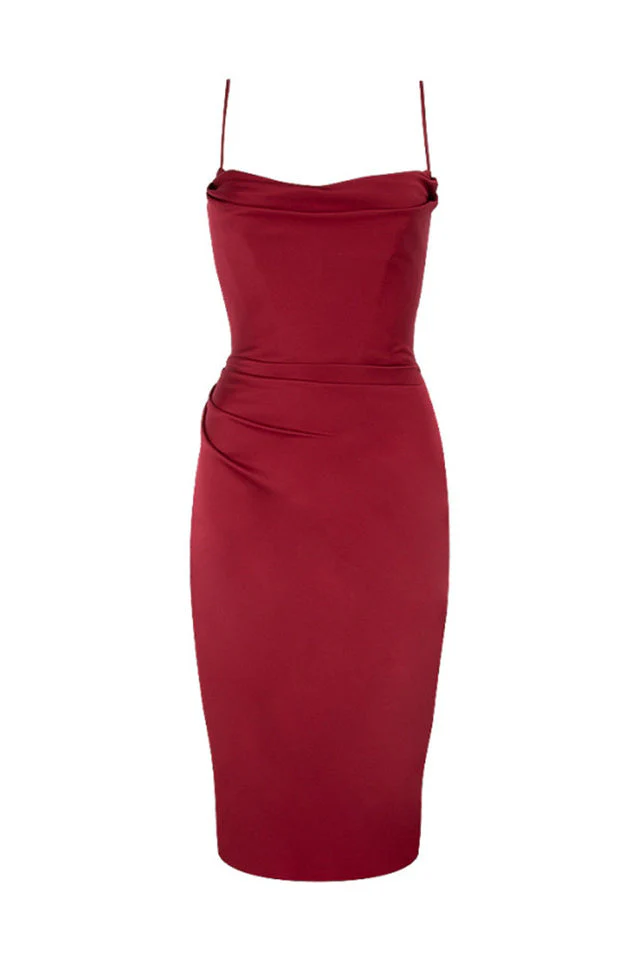 Anja Wine Satin Corset Midi Dress - Image 6