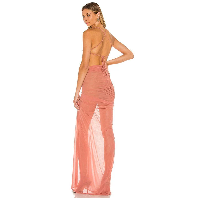 APYLL SIDE SLIT Mesh MAXI Dress - Image 11