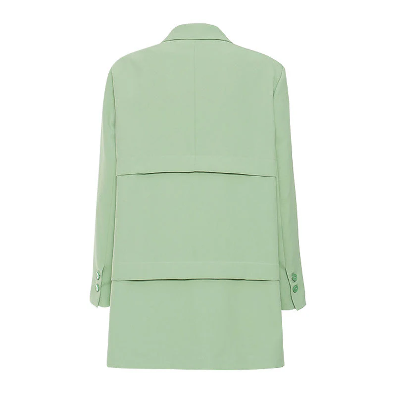 Artistic Notch Lapel Button Deco Longline Layered Oversized Blazer - Image 5