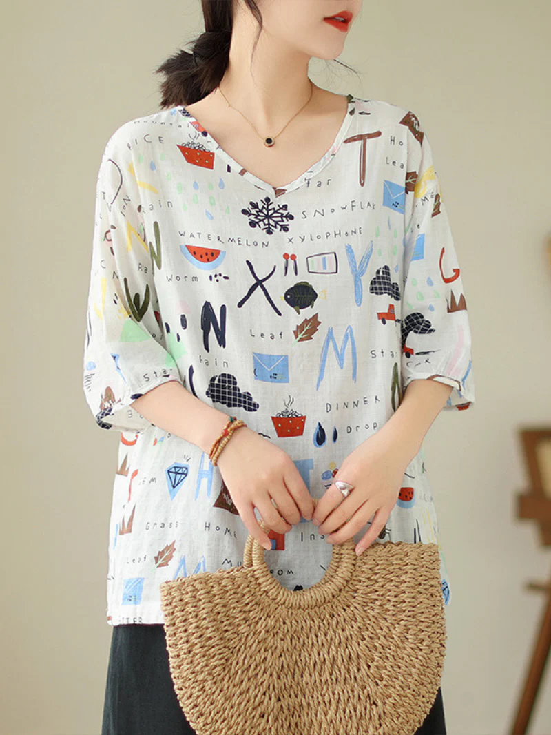 Artistic Soul  Letter Printing Tops - Image 2