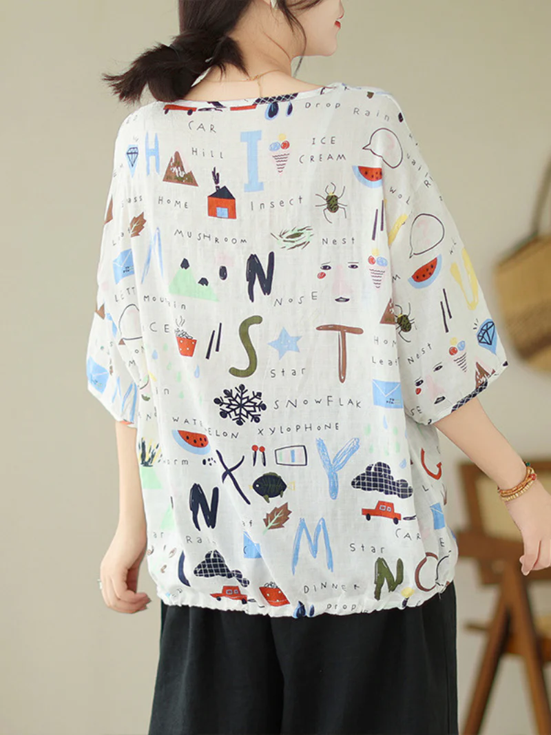 Artistic Soul  Letter Printing Tops - Image 3