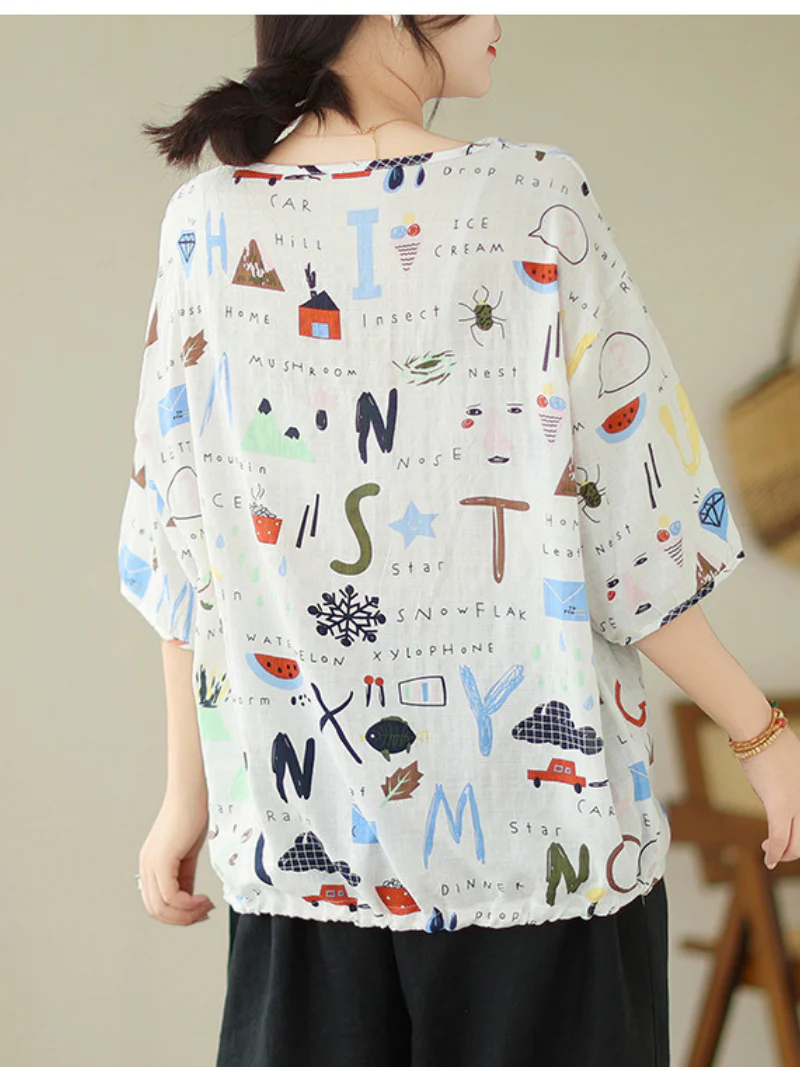 Artistic Soul  Letter Printing Tops - Image 4
