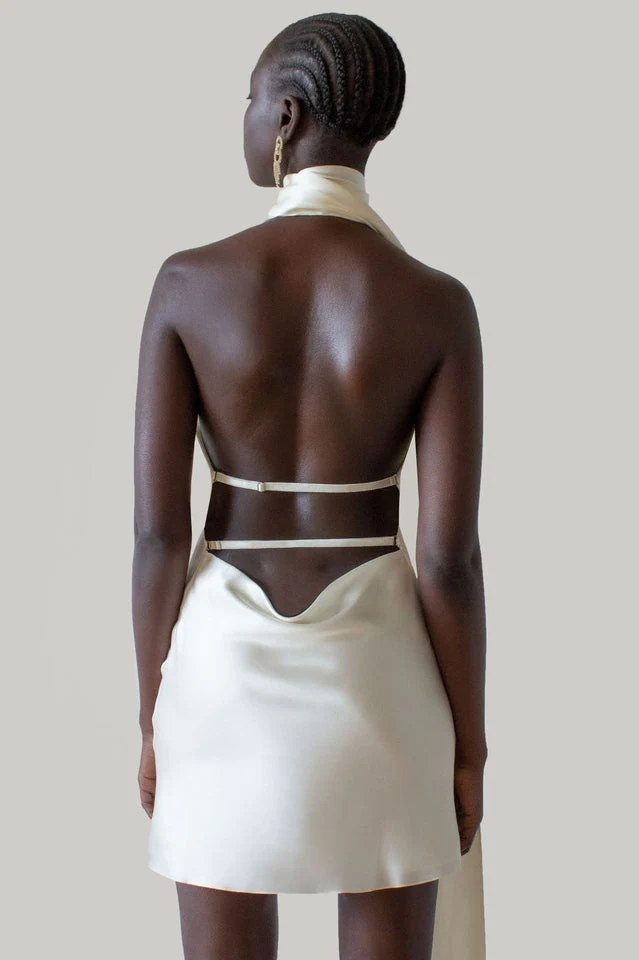 Astrella Neck Wrap Midi A-Line Dress - Image 4