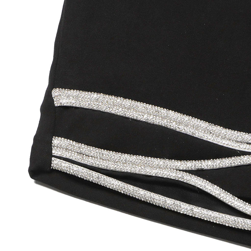 Asymmetric Cut Out Crystal Trim Sleeveless Round Neck Crop Tank Top - Image 5