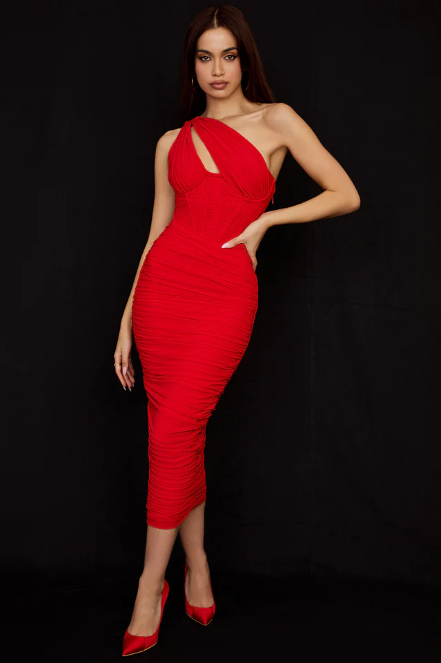 Asymmetric Cutout Midi Dress - Image 15