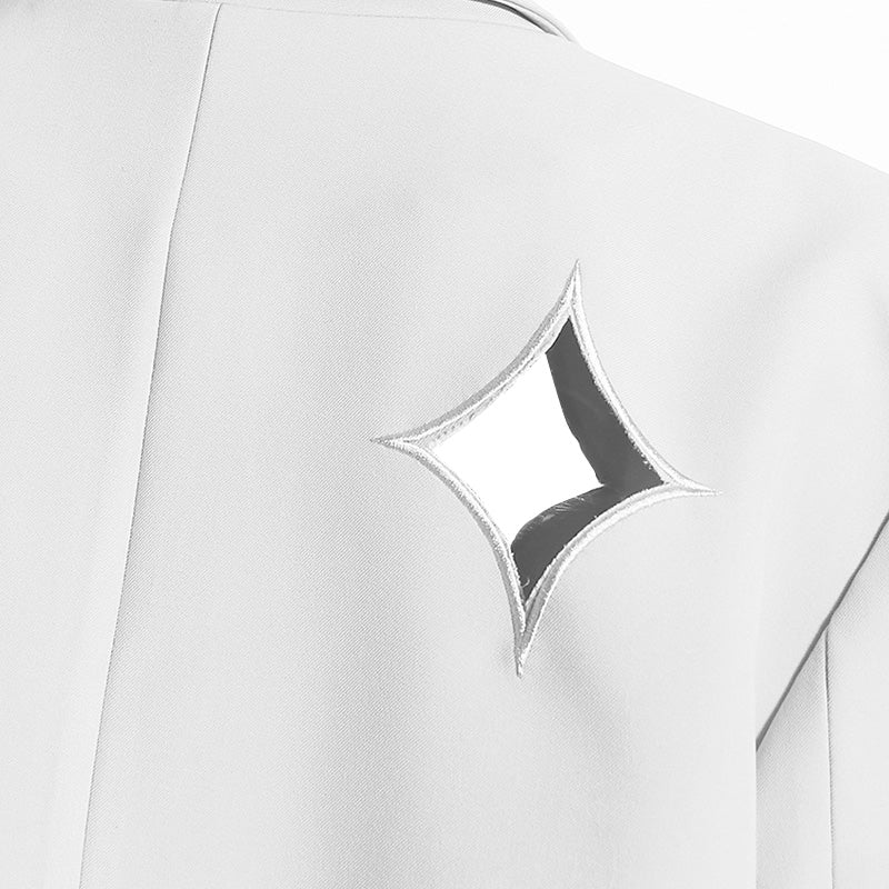 Asymmetric Lapel Collar Double Breasted Four Point Star Cut Out Blazer - Image 5