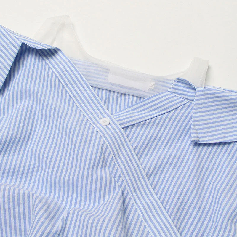 Asymmetric Off the Shoulder Mesh Panel Long Sleeve Ruched Collared Wrap Blouse - Image 4