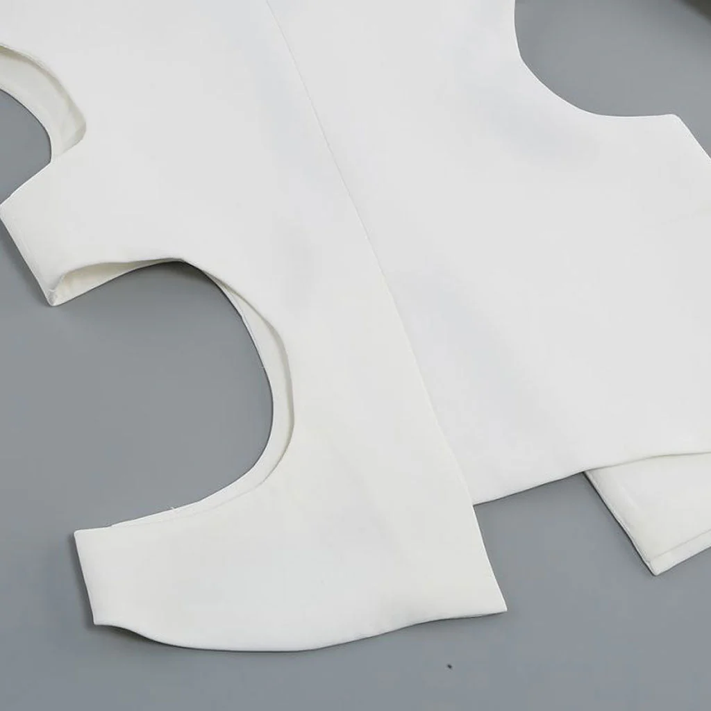 Asymmetric Ruched CutOut Peak Lapel Open Front Blazer Matching Set - Image 3
