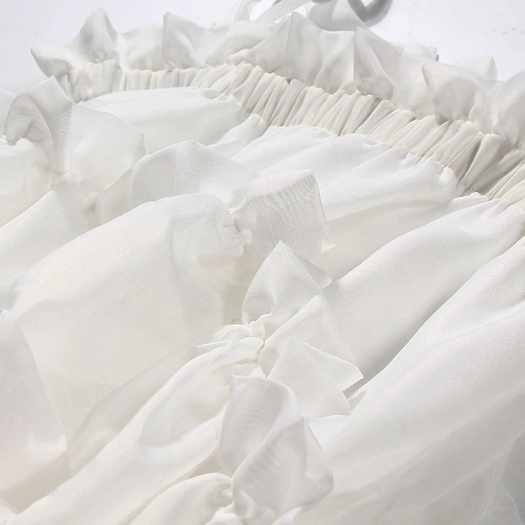 Asymmetric Ruffle Tiered Shoulder Tie Chiffon Midi Babydoll Dress - Image 5