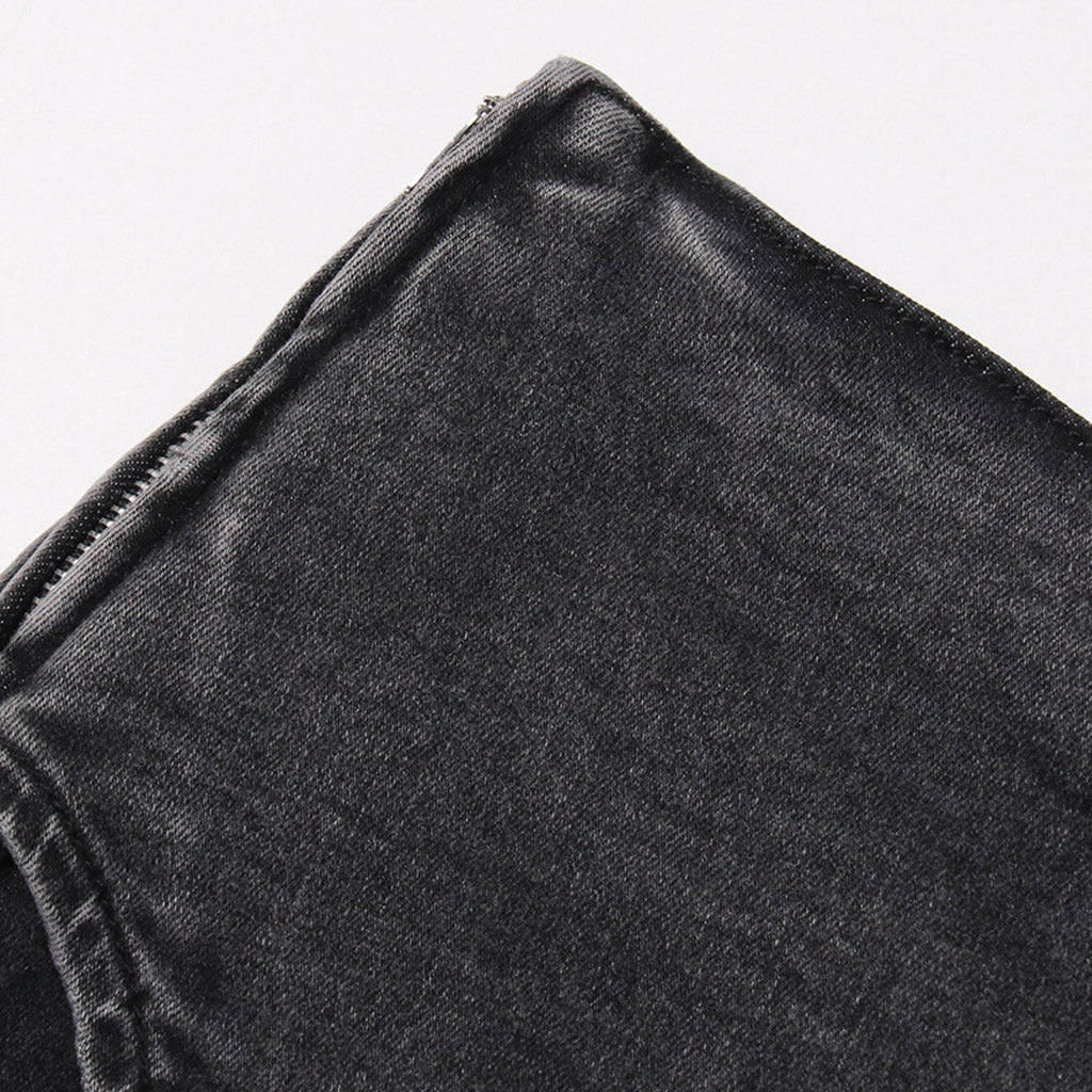 Asymmetric Upside Down High Waist Cutoff Denim Skorts - Image 5